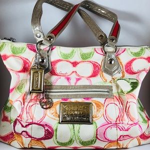 COACH Canvas Multi-Colored Logo’d Large Tote